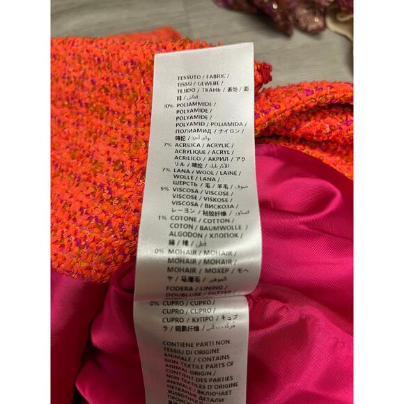 ALEXANDER MCQUEEN $2930 Orange Multi Boucle Tweed Blazer Jacket 36 US 0 - Picture 9 of 10